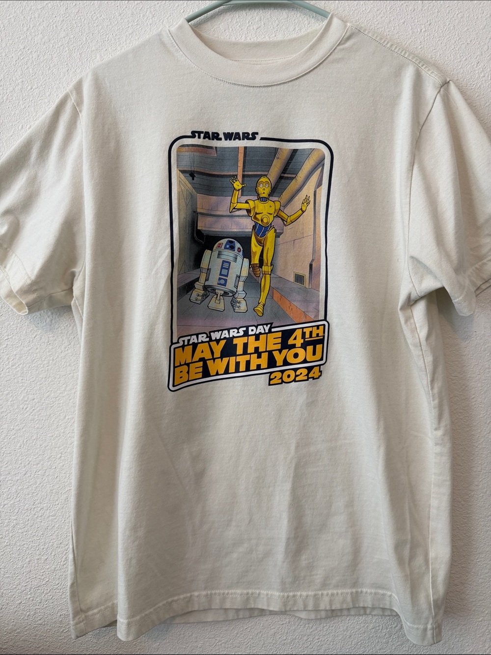 Star Wars "May The 4th Be With You" 2024 C-3PO & R2-D2 Graphic Tee - Cream